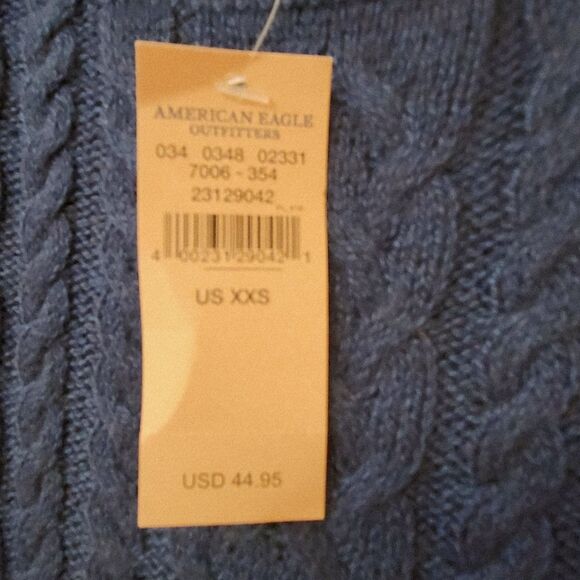 NWT American Eagle Outfitters  Blue Knitted Size XXS Women Sweater With Zippers - Picture 5 of 7